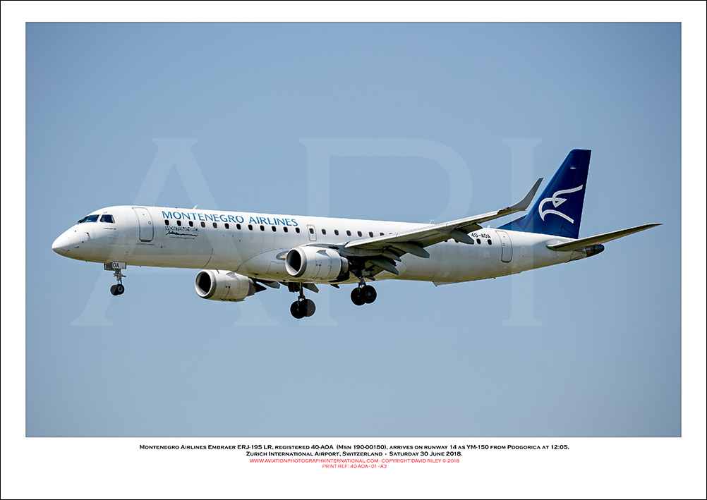 40-AOA - Montenegro Airlines  Embraer ERJ-195 LR  (Msn 190-00180) - 01