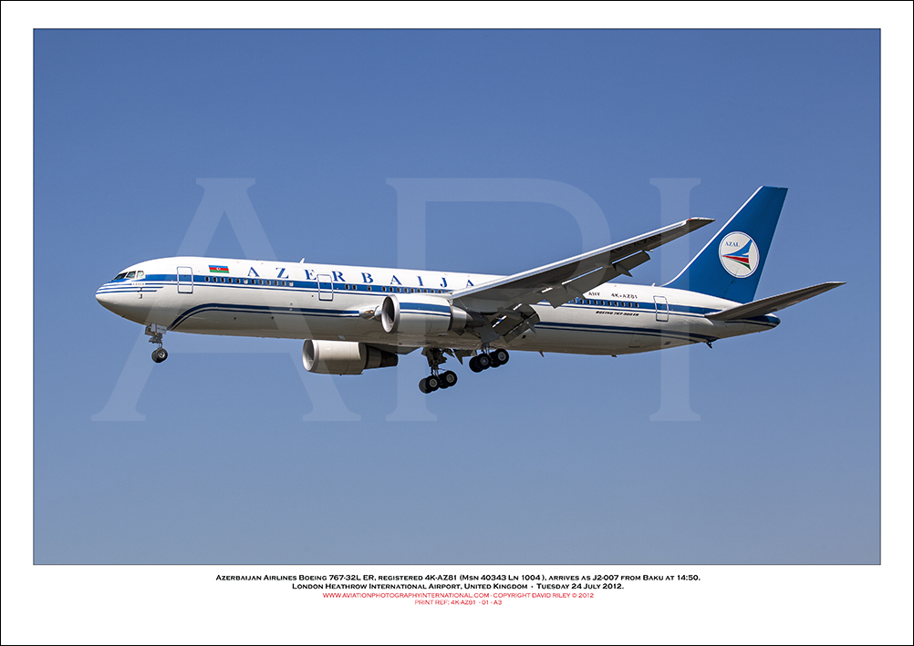 4K-AZ81- Azerbaijan Airlines Boeing 767-32L ER   (Msn 40343 Ln 1004 ) - 01