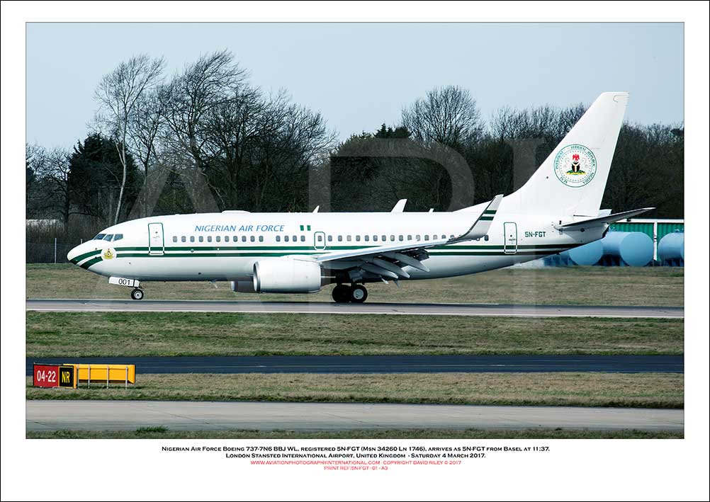 5N-FGT - Nigerian Air Force Boeing 737-7N6 BBJ W (Msn 34260 Ln 1746) - 01