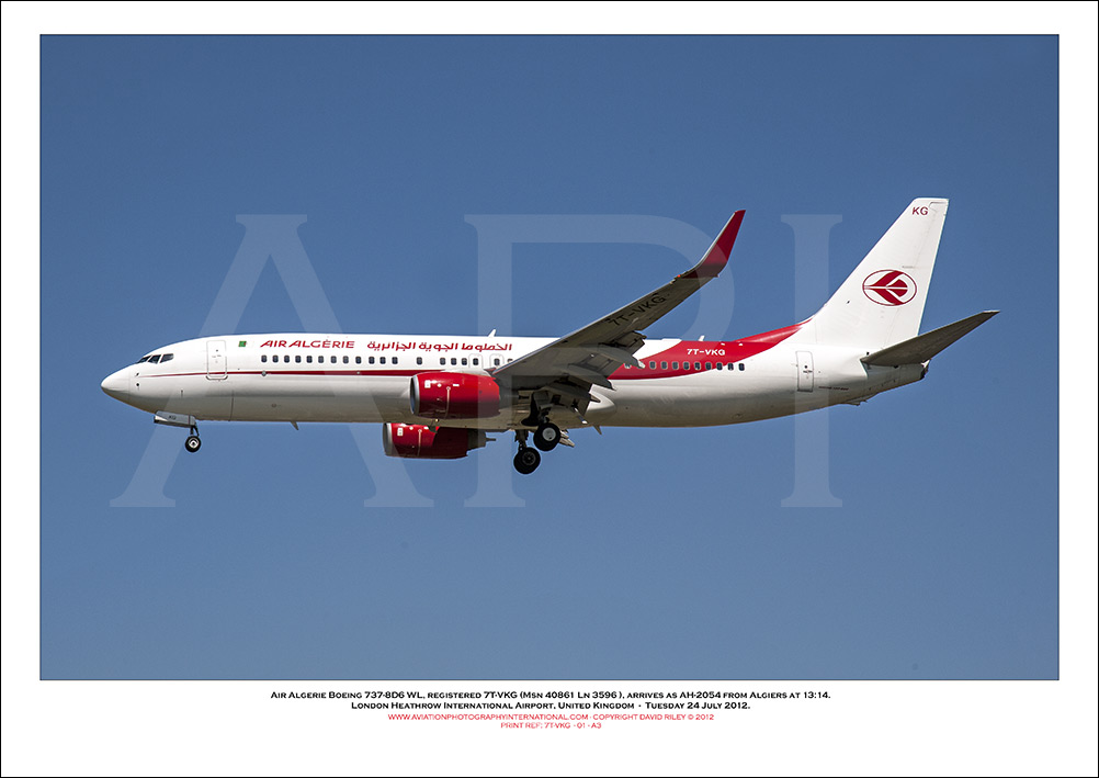 7T-VKG - Air Algerie Boeing 737-8D6 WL (Msn 40861 Ln 3596) - 01