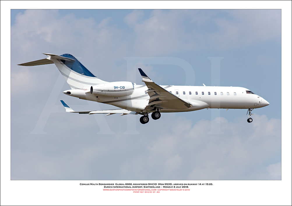 9H-CIO - Comlux Malta Bombardier  Global 6000, (Msn 9535)- 01