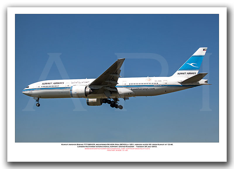 9K-AOA -  Kuwait Airways Boeing 777-269 ER (Msn 28743 Ln 125) - 01