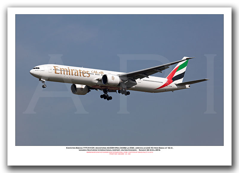 A6-EBM - Emirates Boeing 777-31H ER (Msn 34482 Ln 556) - 01