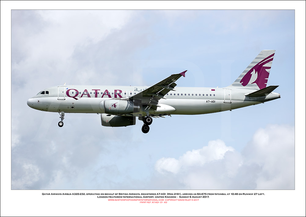 A7-ADI - Qatar Airways Airbus A320-232, operating on behalf of British Airways (Msn 2161) - 01