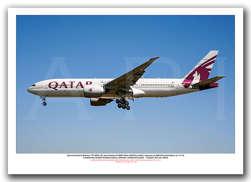 A7-BBD - Qatar Airways Boeing 777-2DZ LR (Msn 36016 Ln 831) - 01