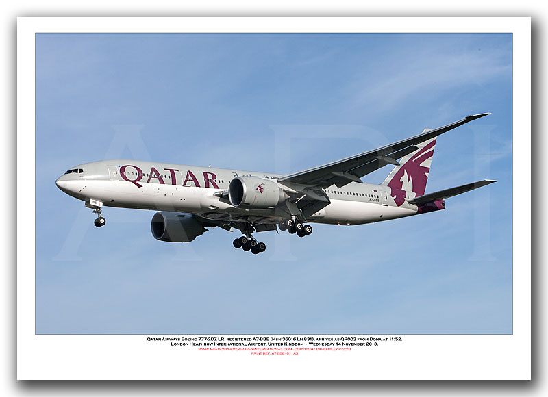 A7-BBE - Qatar Airways Boeing 777-2DZ LR (Msn 36016 Ln 831) - 01