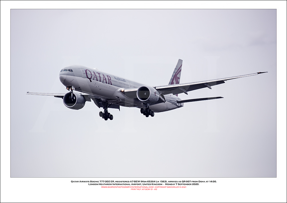 A7-BEW - Qatar Airways Boeing 777-32DZ LR (Msn  65304 Ln 1563)- 01