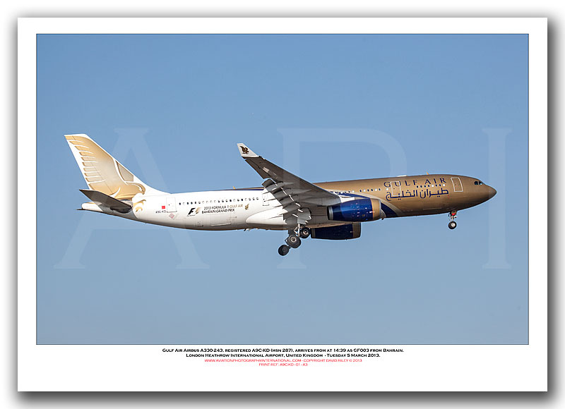 A9C-KD  - Gulf Air Airbus A330-243  (Msn 287) - 01