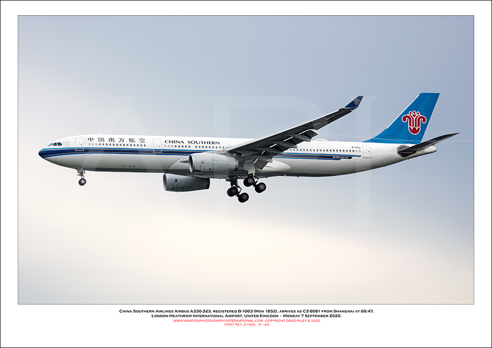 B-1063 - China Southern Airlines Airbus A330-323  (Msn 1852) - 01