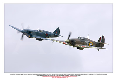 BBMF-PS853-LF363 - Royal Air Force Battle of Britain Memorial Flight Supermarine Spitfire PR19, Serial PS853 (Msn 6S/594677) and Hawker Hurricane Mk.2C, serial LF363 (Msn 41H/469290) ) - 01