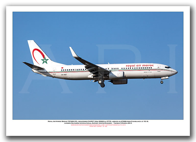 CN-RGF - Royal Air Maroc Boeing 737-86N WL  (Msn 36826 Ln 3773) - 01