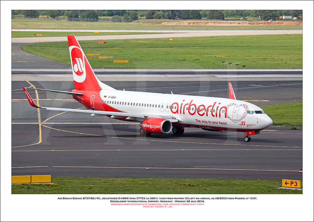 D-ABKK - Air Berlin Boeing 737-86J WL  (Msn 37753 Ln 3261) - 01