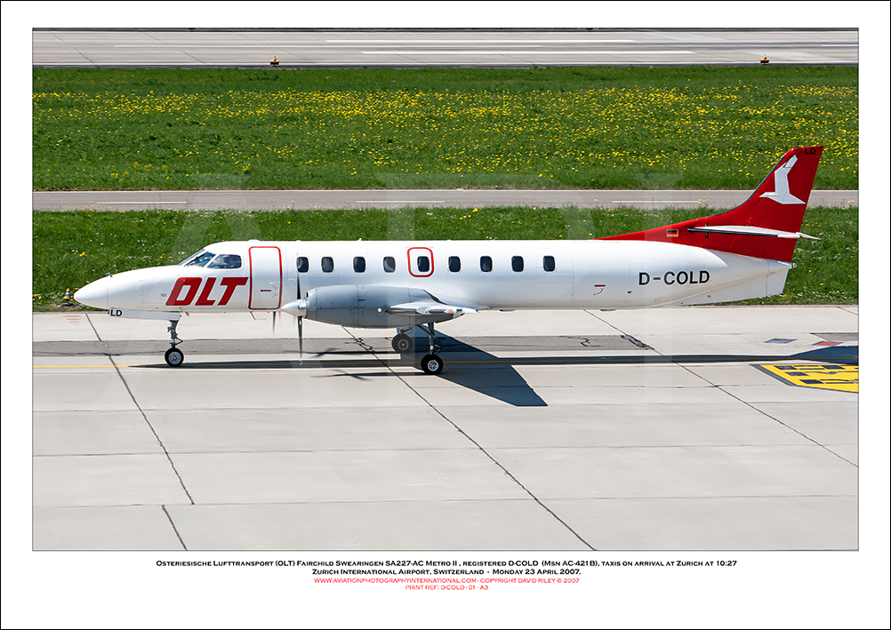 D-COLD - Osteriesische Lufttransport (OLT) Fairchild Swearingen SA227-AC Metro II  (Msn AC-421B) - 01