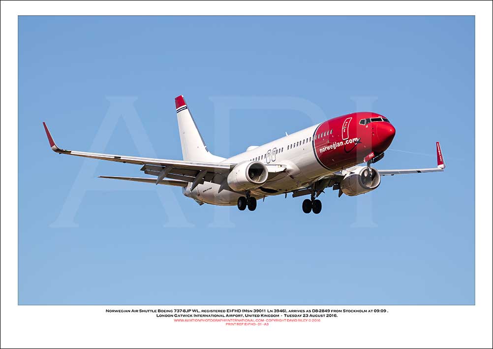 EI-FHD - Norwegian Air Shuttle Boeing 737-8JP WL (Msn 39011 Ln 3946) - 01