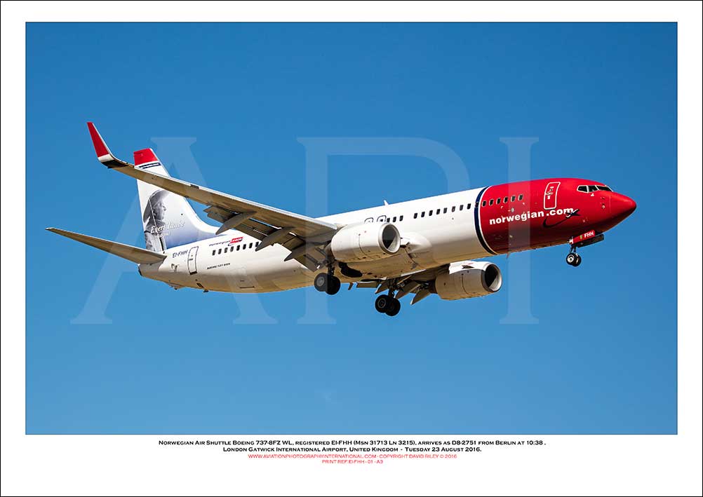 EI-FHH - Norwegian Air Shuttle Boeing 737-8FZ WL (Msn 31713 Ln 3215) - 01