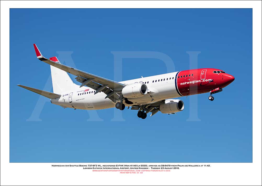 EI-FHK - Norwegian Air Shuttle Boeing 737-8FZ WL (Msn 41140 Ln 5555) - 01
