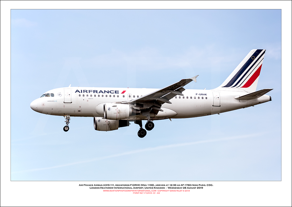F-GRHK - Air France Airbus A319-111 (Msn 1190)  - 01