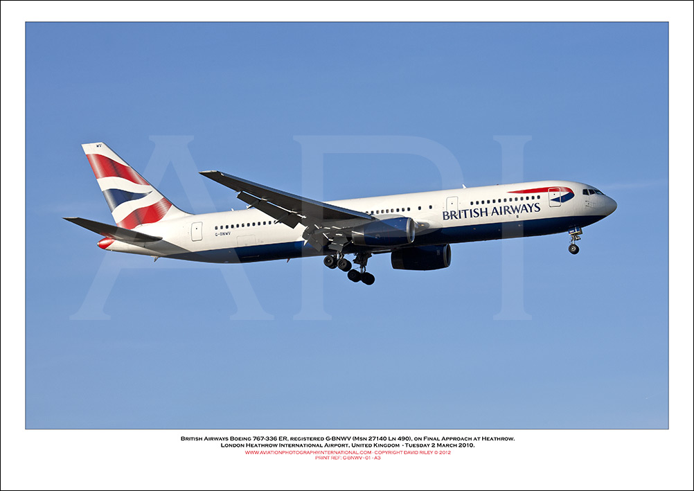 G-BNWV - British Airways Boeing 767-336 ER (Msn 27140 ln 490) - 01