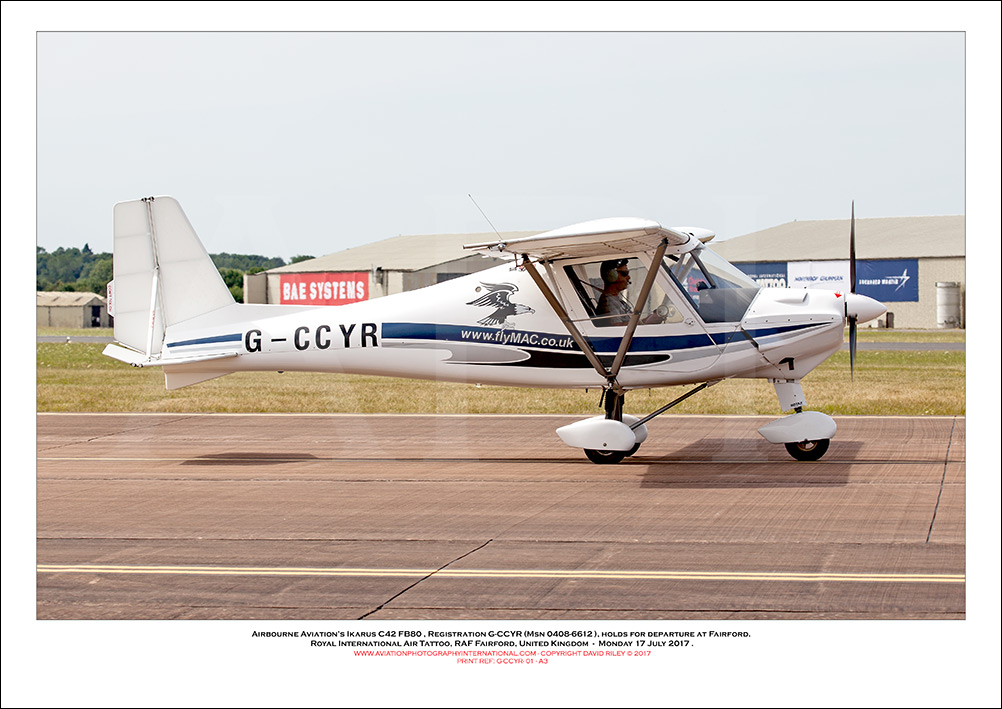 G-CCYR - Airbourne Aviation�s Ikarus C42 FB80  (Msn 0408-6612) - 01