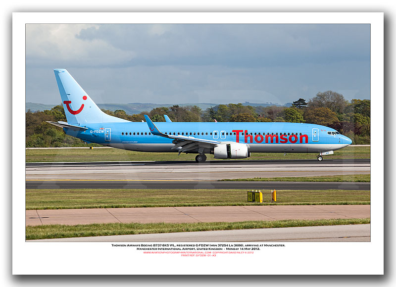 G-FDZW - Thomson Airways Boeing 737-8K5 WL (Msn 37254 Ln 3686) - 01