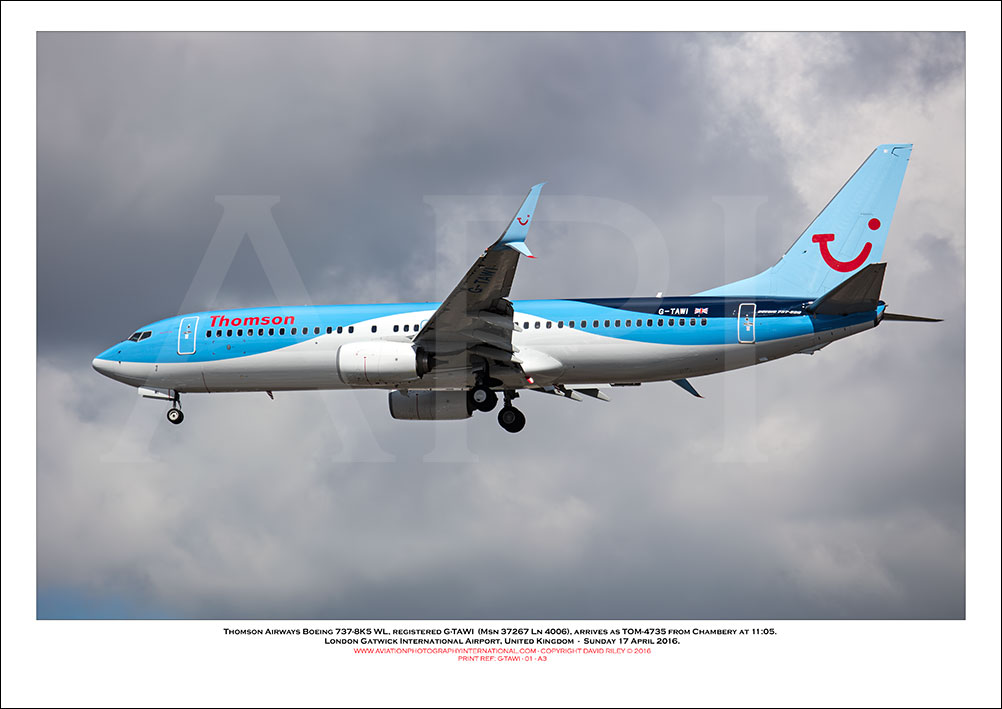 G-TAWI - Thomson Airways Boeing 737-8K5 WL (Msn 37267 Ln 4006) - 01