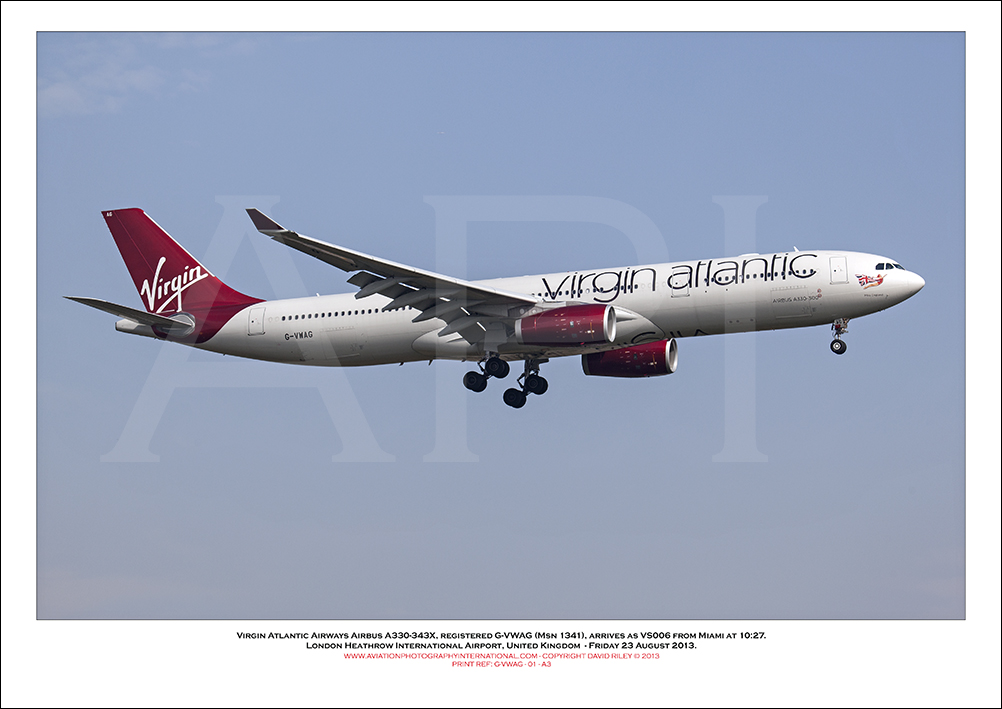 G-VWAG - Virgin Atlantic Airways Airbus A330-343X, (Msn 1341) - 01