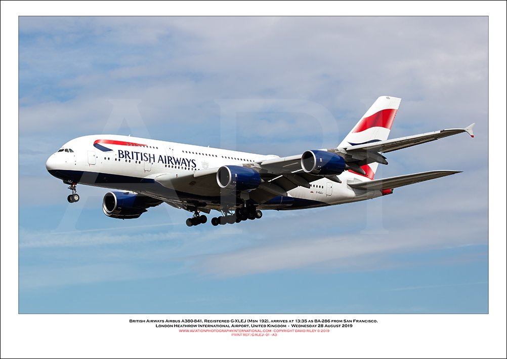 G-XLEJ - British Airways Airbus A380-841 (Msn 192) - 01