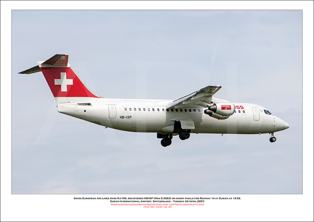HB-IXP - Swiss European Air Lines Avro RJ100 (Msn E3283) - 02