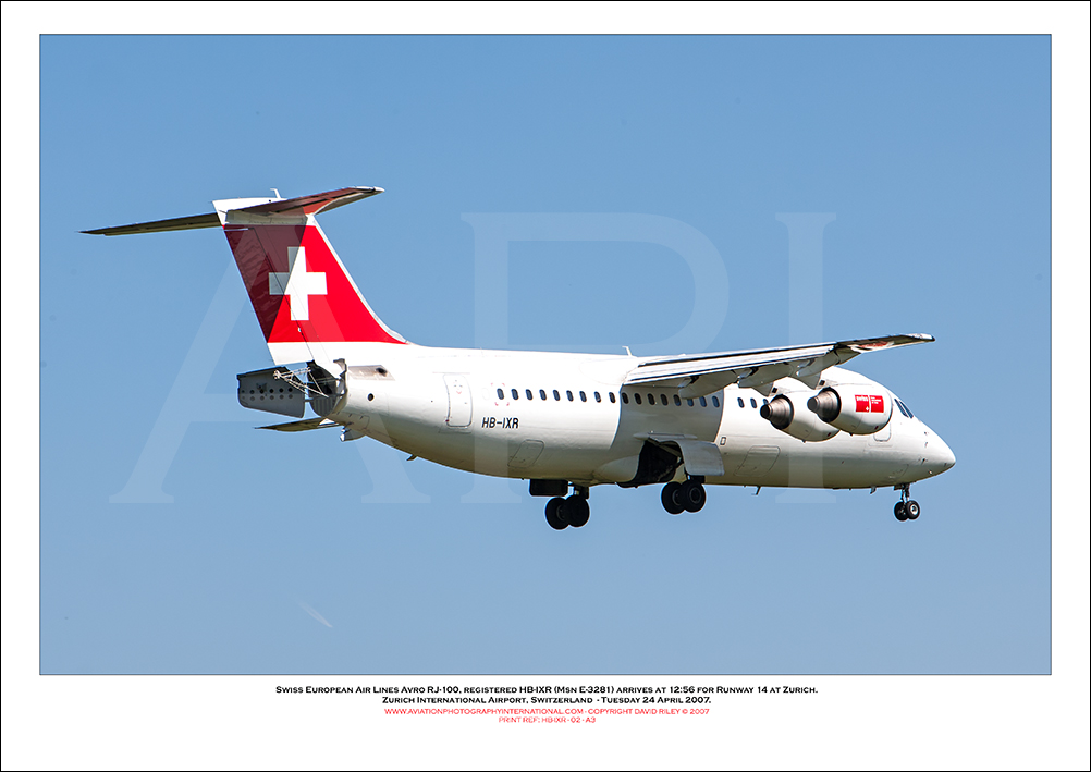 HB-IXR - Swiss European Air Lines Avro RJ100 (Msn E3281) - 02