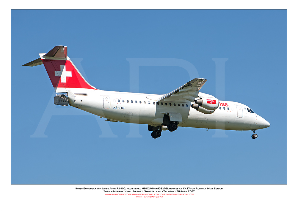HB-IXU - Swiss European Air Lines Avro RJ100 (Msn E3276) - 02