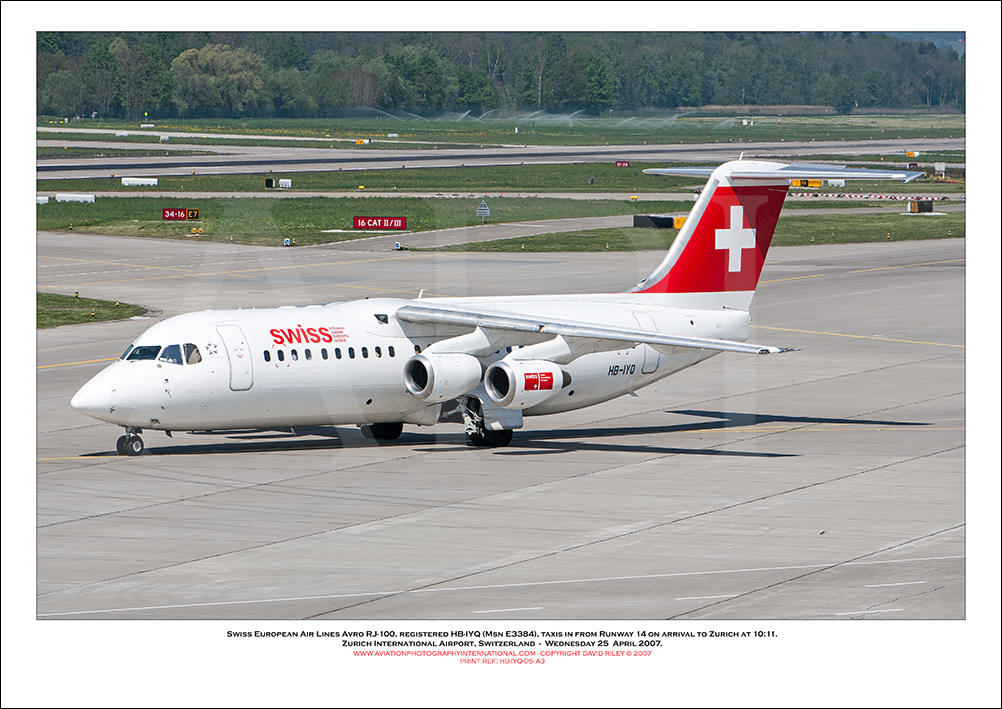 HB-IYQ - Swiss European Air Lines Avro RJ100 (Msn E3384) - 05