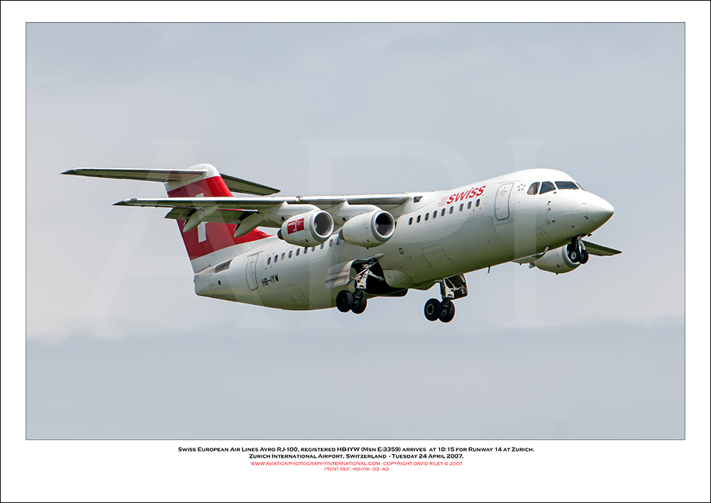 HB-IYW - Swiss European Air Lines Avro RJ100 (Msn E-3359)- 03
