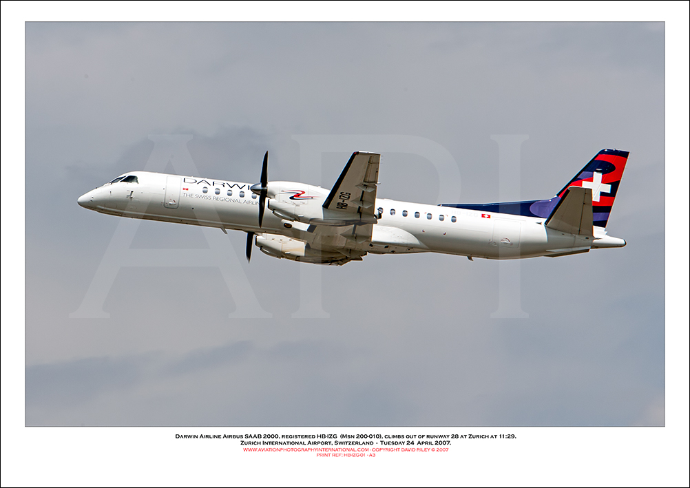 HB-IZG - Darwin Airline SAAB 2000  (Msn 200-010) - 01