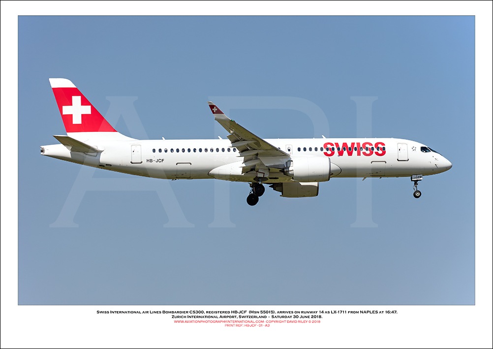HB-JCF - Swiss International Air Lines  Bombardier CS-300 (Msn 55015) - 01