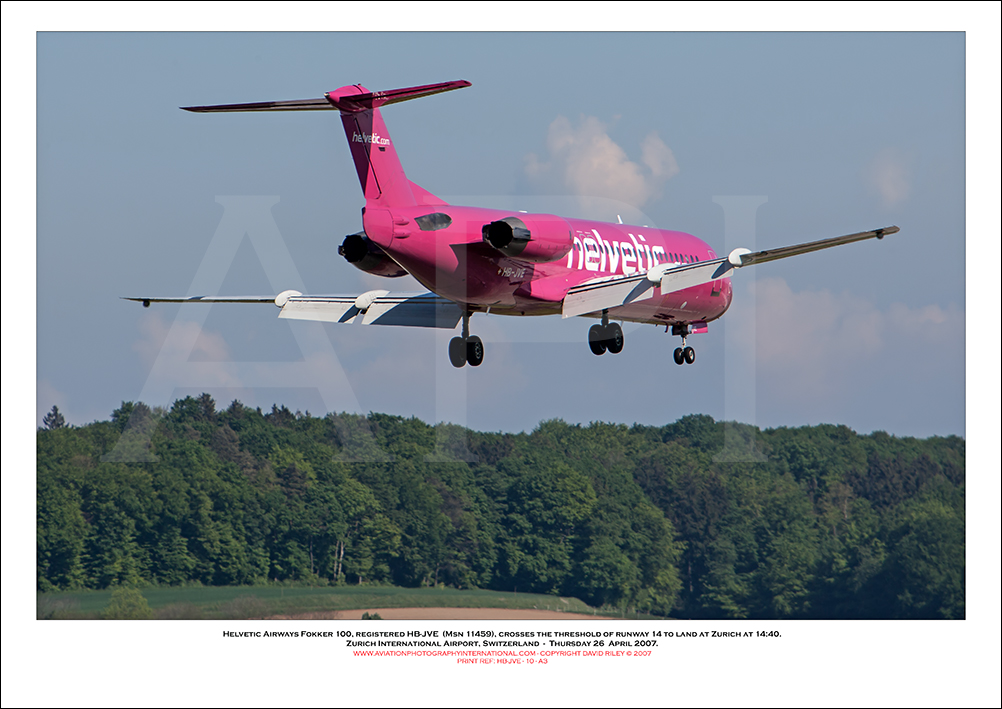 HB-JVE - Helvetic Airways Fokker 100  (Msn 11459) - 109