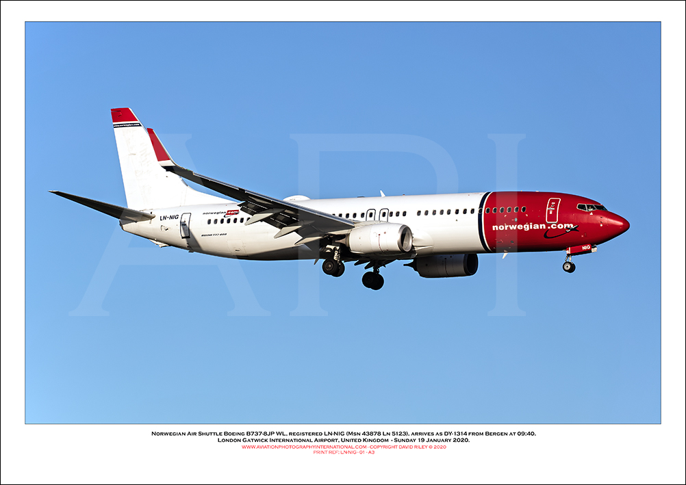 LN-NIG - Norwegian Air Shuttle Boeing 737-8JP WL (Msn  43878 Ln 5123) - 01