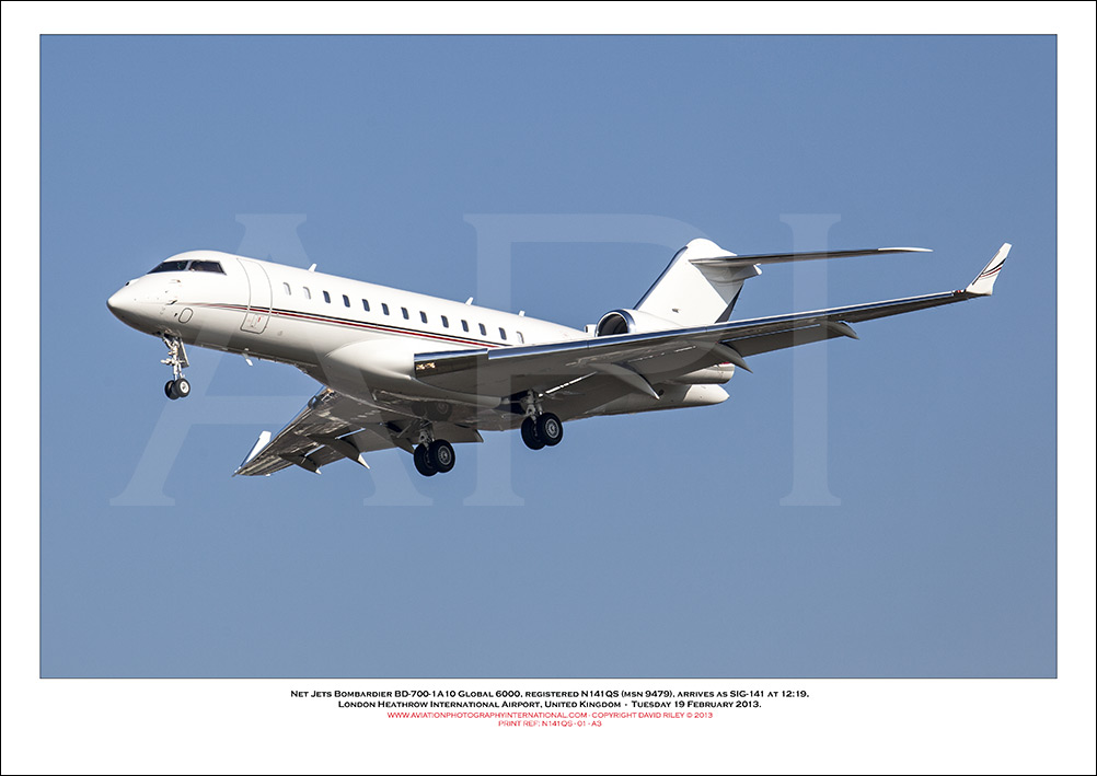 N141QS - Net Jets Bombardier BD-700-1A10 Global 6000 (Msn 9479) - 01
