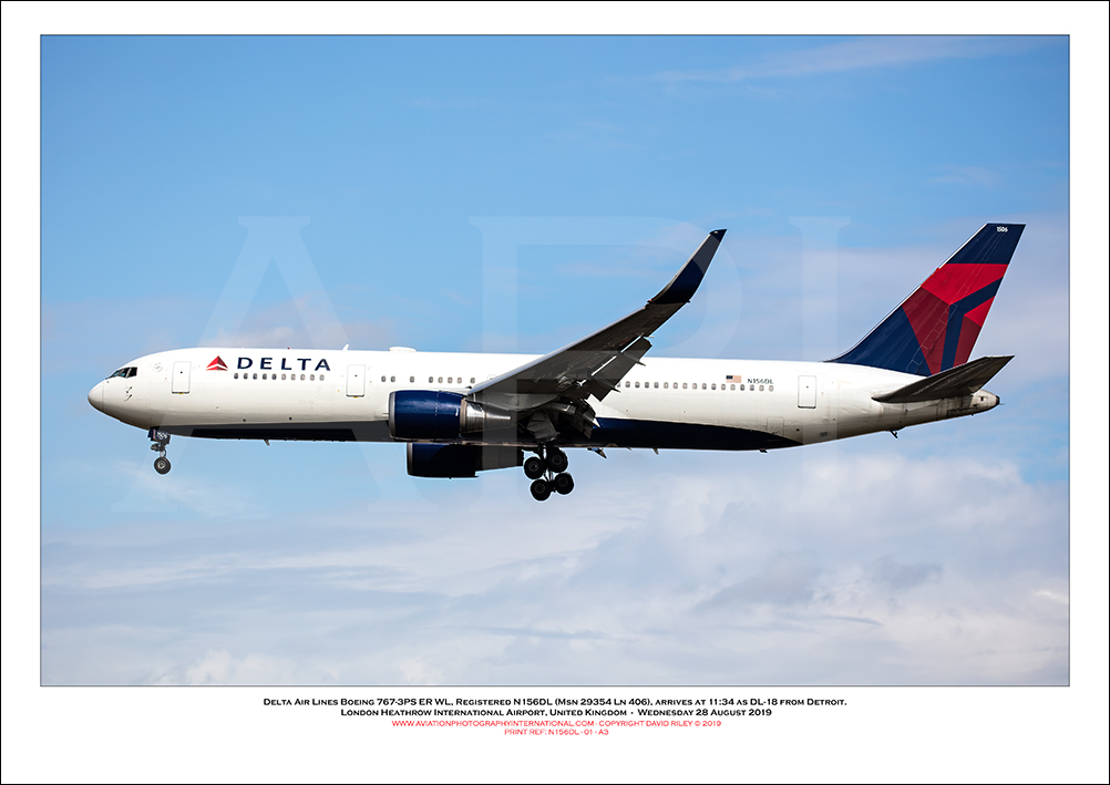 N156DL - Delta Air Lines Boeing 767-3P6 ER WL  (Msn29354 Ln 406) - 01