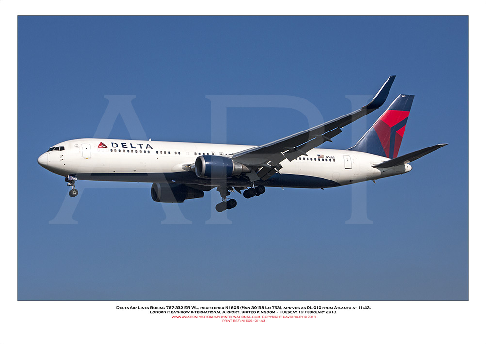 N1605 - Delta Air Lines Boeing 767-332 ER WL  (Msn 30198  Ln 753) - 01