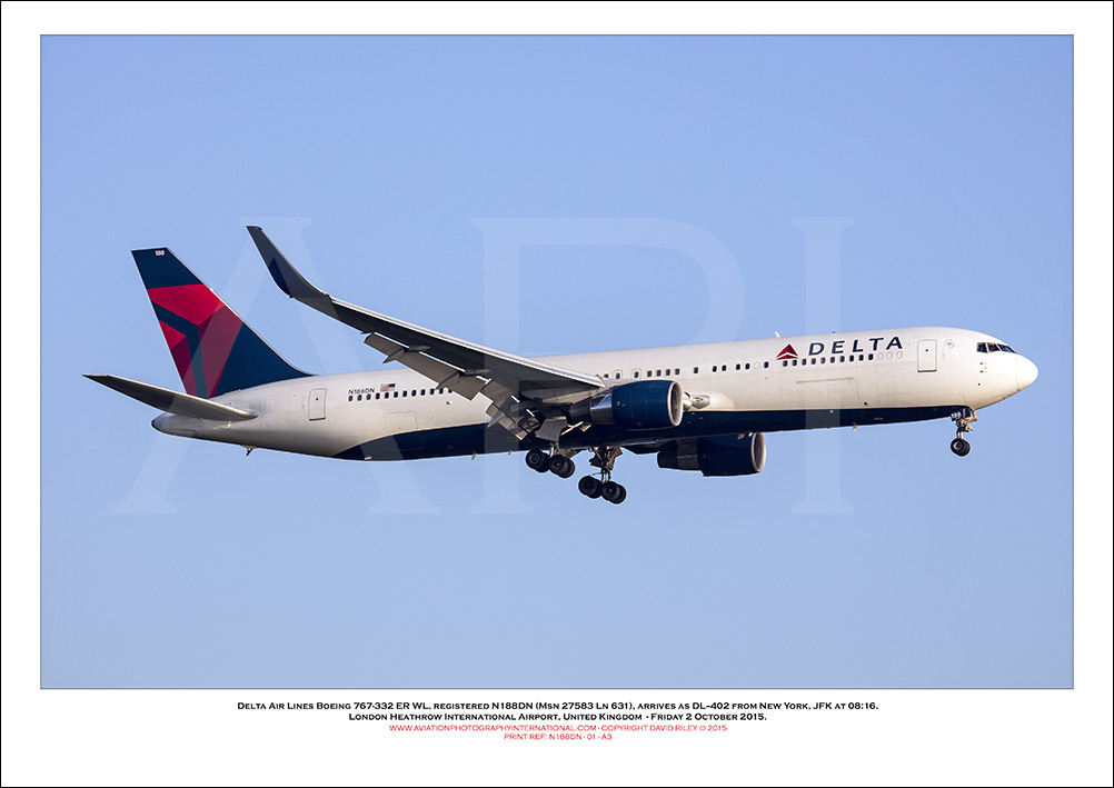 N188DN - Delta Air Lines Boeing 767-332 ER WL (Msn 27583 Ln 631) - 01