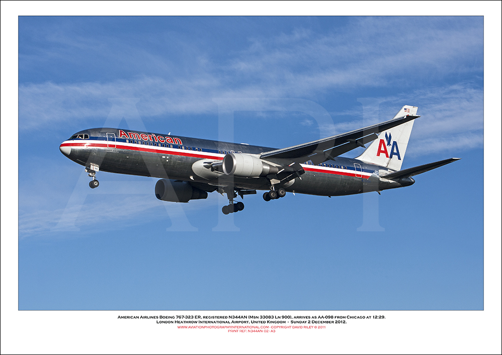 N344AN- American Airlines Boeing 767-323 ER   (Msn 33083 Ln 900) - 02