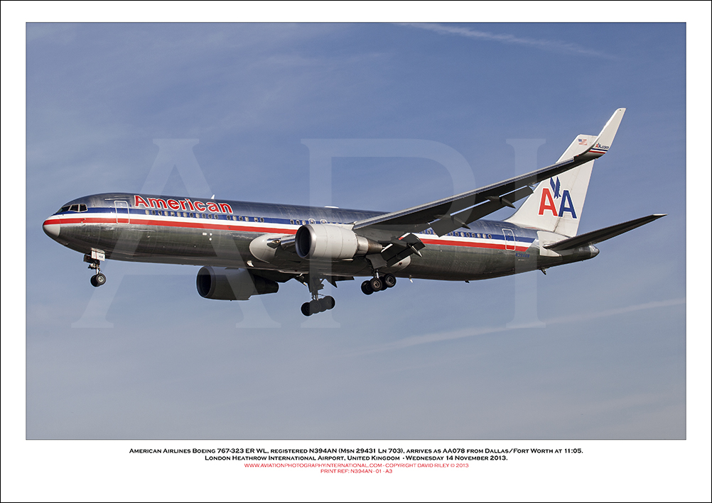 N394AN- American Airlines Boeing 767-323 ER WL (Msn 29431 Ln 703) - 01