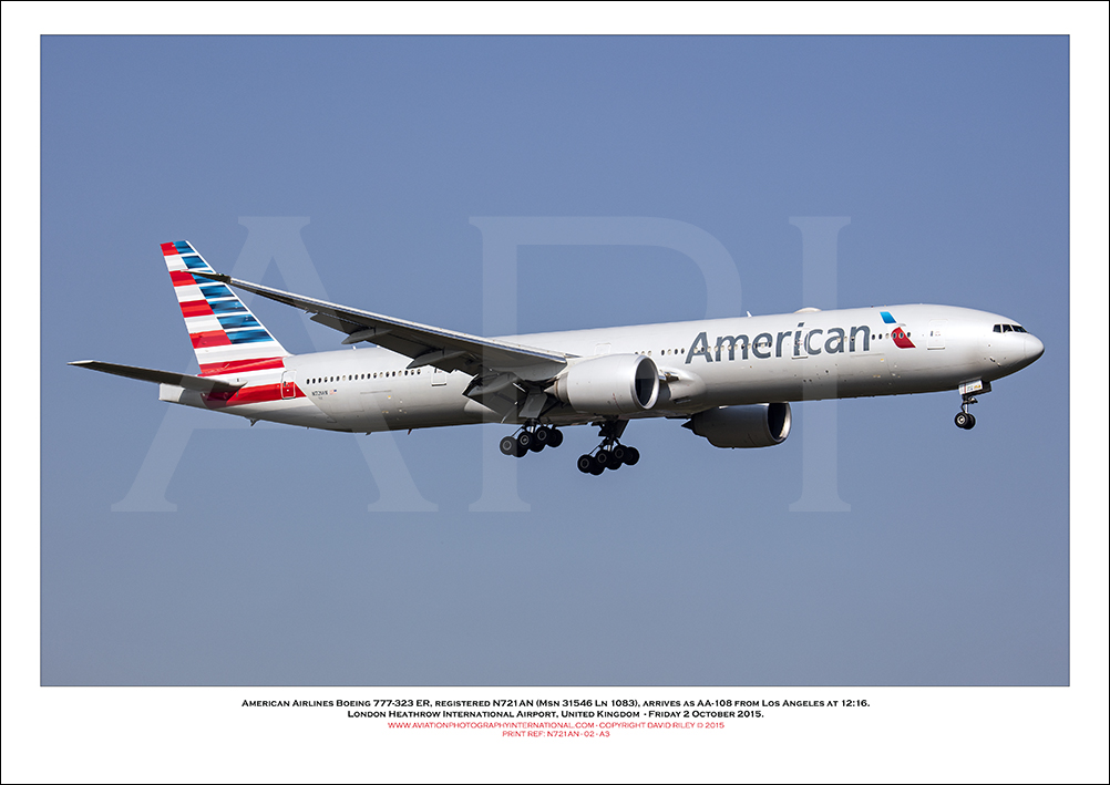 N721AN- American Airlines Boeing 777-323 ER (Msn 31546 Ln 1083) - 02