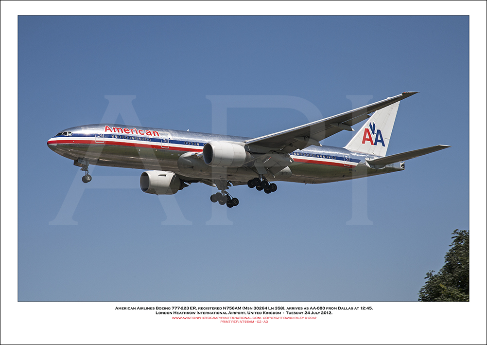 N756AM- American Airlines Boeing 777-223 ER  (Msn 30264 ln 358)- 02