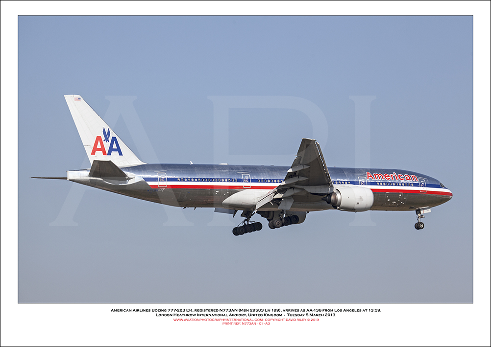 N773AN- American Airlines Boeing 777-223 ER (Msn 29583 Ln 199)  - 01
