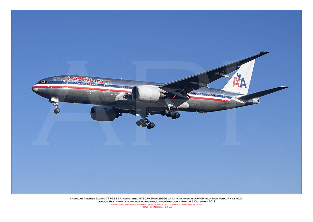 N780AN- American Airlines Boeing 777-223 ER  (Msn 29956 Ln 241)  - 01