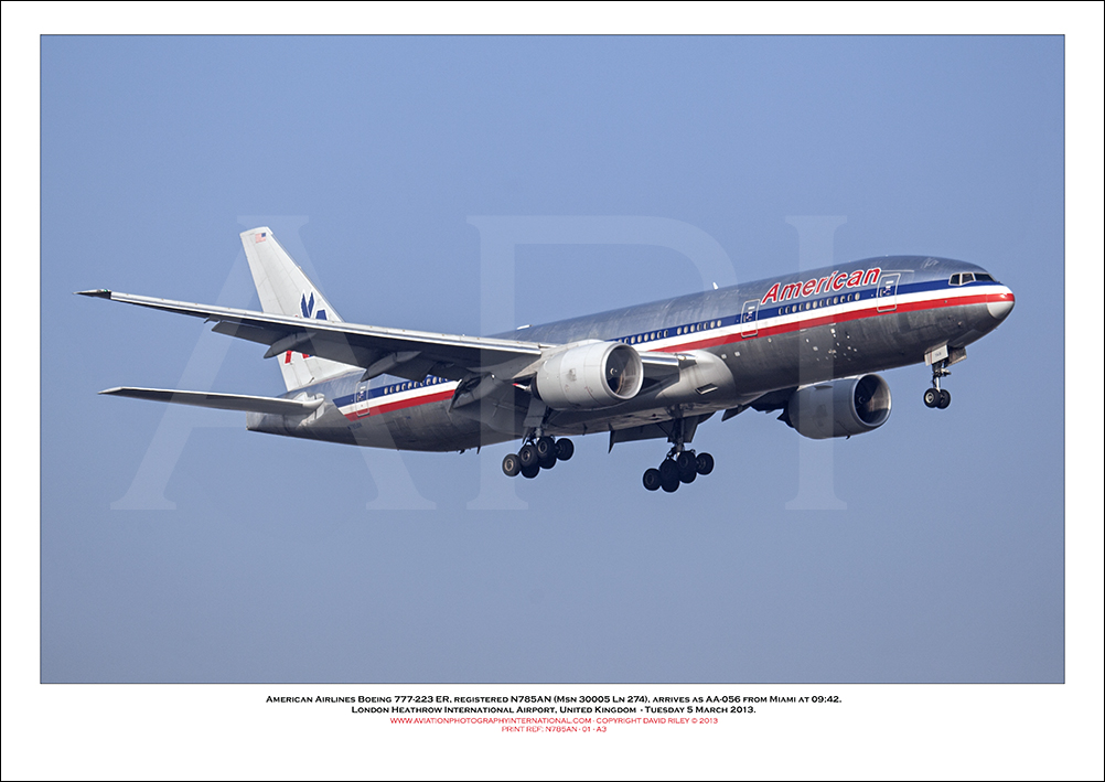 N785AN- American Airlines Boeing 777-223 ER  (Msn 30005 Ln 274)  - 01