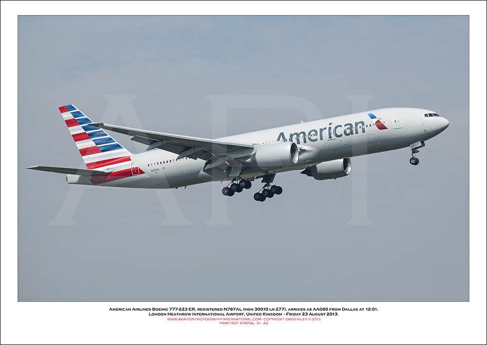 N787AL- American Airlines Boeing 777-223 ER  (Msn 30010 Ln 277)  - 01