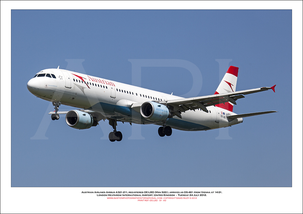OE-LBD- Austrian Airbus A321-211  (Msn 920) - 01