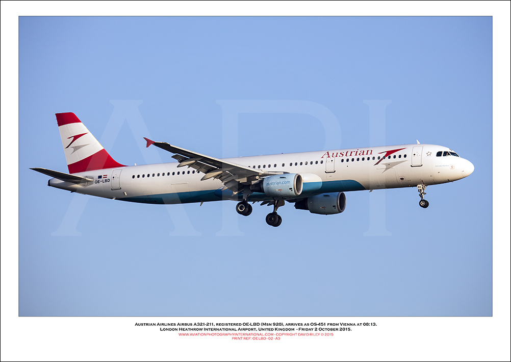 OE-LBD- Austrian Airbus A321-211  (Msn 920) - 02